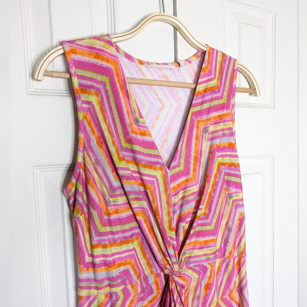 Soft Surroundings Giselli Maxi Dress Small Zigzag Print Twist Front Sleeveless - Picture 4 of 13